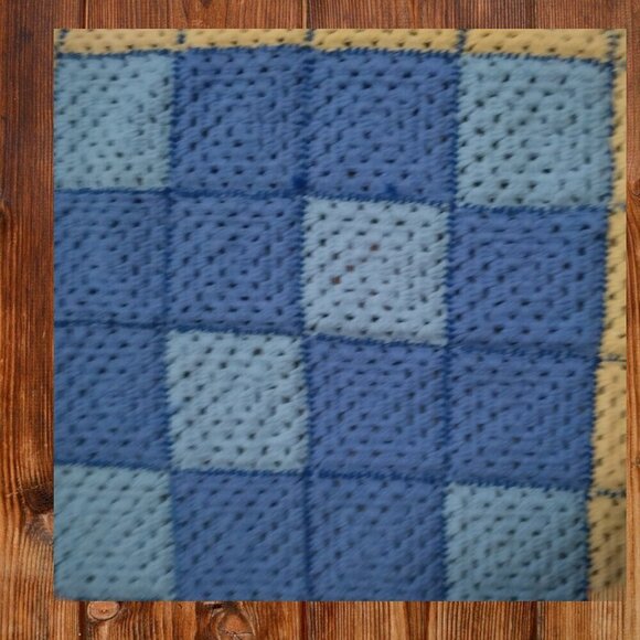 CROCHET BABY AFGHAN BLANKET 34 BY 34 INCHES COLORED BLOCK HANDMADE - Picture 3 of 4